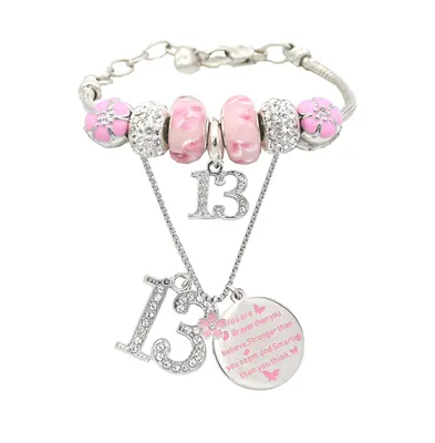 13th Birthday Gifts for Girls: Charm Bracelet, Necklace, Party Supplies, and Decorations - Perfect 13 Years Old Birthday Jewelry Set for Girls