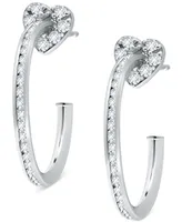 Giani Bernini Cubic Zirconia Heart Motif Small Hoop Earrings, 0.88", Created for Macy's