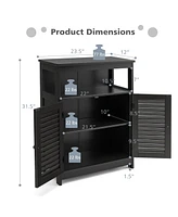 Costway Bathroom Wood Storage Cabinet w/ Double Shutter Door