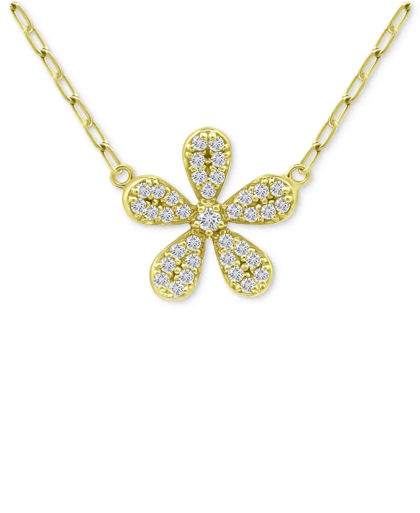 Giani Bernini Cubic Zirconia Flower Pendant Necklace in 18k Gold-Plated Sterling Silver, 16" + 2" extender, Created for Macy's