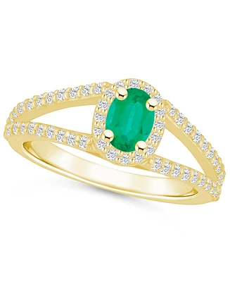 Macy's Emerald (1/2 Ct. t.w.) and Diamond Halo Ring