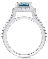 Macy's Aquamarine (2-1/2 ct. t.w.) and Diamond (3/ Halo Ring 14K Gold