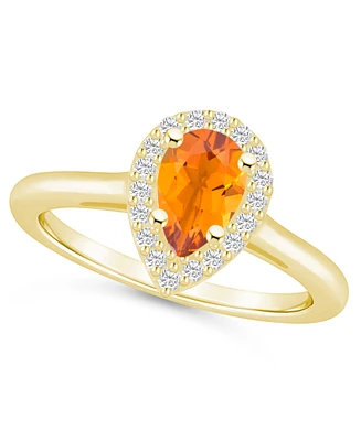Macy's Citrine (7/8 ct. t.w.) and Diamond (1/5 Halo Ring 14K Yellow Gold