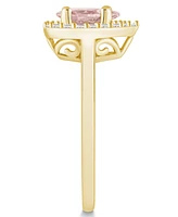 Macy's Morganite (1/2 ct. t.w.) and Diamond (1/5 Halo Ring 14K Yellow Gold