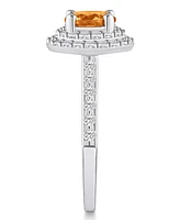 Macy's Citrine and Diamond Accent Halo Ring 14K Gold