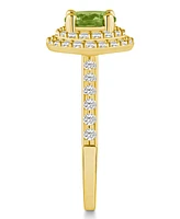 Macy's Peridot and Diamond Accent Halo Ring 14K Gold