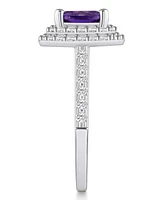 Macy's Amethyst and Diamond Accent Halo Ring 14K Gold