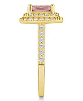 Macy's Morganite and Diamond Accent Halo Ring 14K Yellow Gold