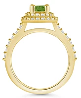 Macy's Peridot and Diamond Halo Ring