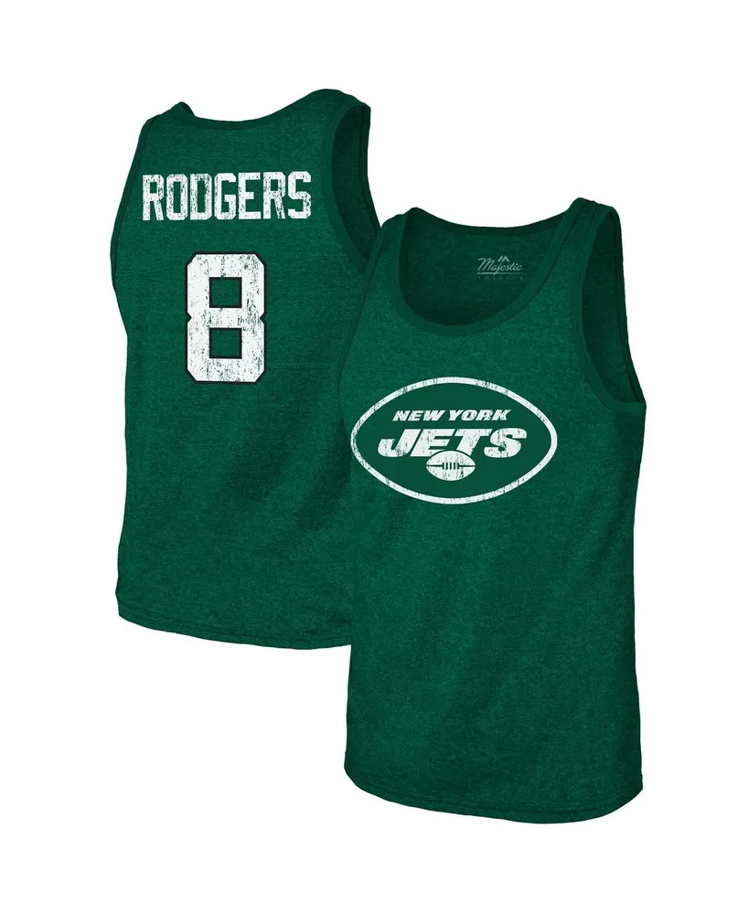 Men's Majestic Threads Aaron Rodgers Green New York Jets Player Name and Number Tri-Blend Tank Top