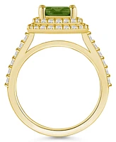Macy's Peridot and Diamond Accent Halo Ring 14K Yellow Gold