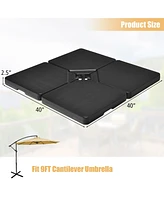 Patio 4pcs 13L Cantilever Offset Umbrella Base Heavy Duty Outdoor Square