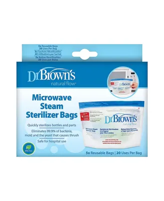 Dr. Browns Microwave Steam Sterilizer Bags for Baby Bottles & Parts, 5 Pack - Assorted Pre