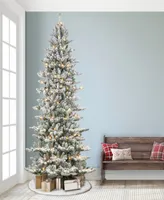 Puleo 9' Pre-Lit Slim Flocked Royal Majestic Artificial Spruce Tree