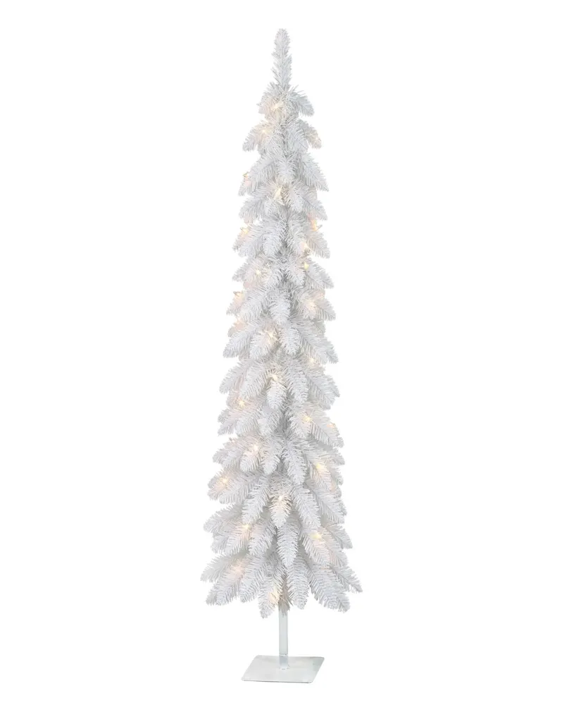 Puleo 4' Pre-Lit Artificial Alpine Pencil Tree