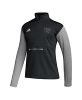 Men's adidas Black Washington Huskies Team Issue Aeroready Quarter-Zip Jacket