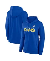 Women's Fanatics Royal Los Angeles Rams Iconic Cotton Fleece Checklist Pullover Hoodie