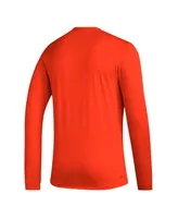 Men's adidas Orange Miami Hurricanes Mighty Mascot Pregame Long Sleeve T-shirt