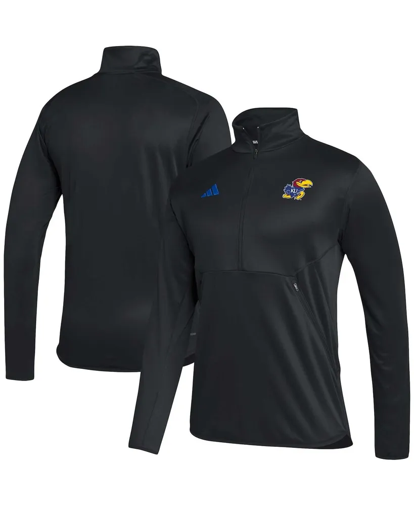 Men's adidas Black Kansas Jayhawks 2023 Sideline Aeroready Half-Zip Top