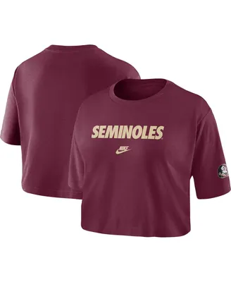 Women's Nike Garnet Florida State Seminoles Wordmark Cropped T-shirt