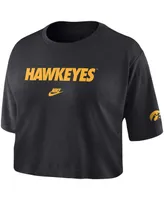 Women's Nike Black Iowa Hawkeyes Wordmark Cropped T-shirt