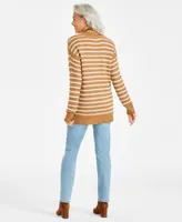 Style Co Womens Striped Long Sleeve Sweater High Rise Straight Leg Jeans Created For Macys