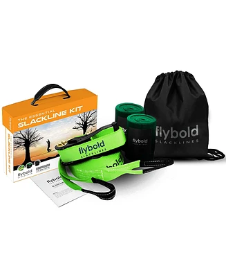 flybold Slackline Kit | Slack Line Longer 57 ft Line with Tree Protectors and Carry Bag | Tight Rope Slack Lines for Backyard | for Kids and Adults