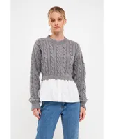 English Factory Women's Mixed Media Sweater