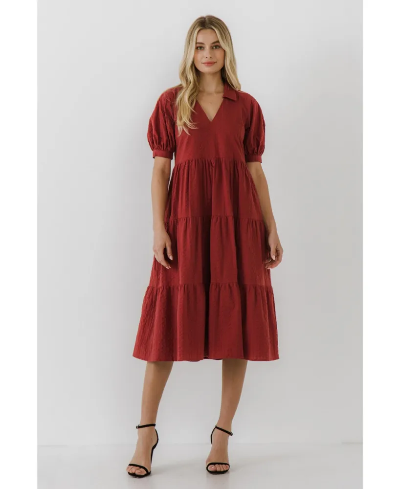 Free the Roses Women's Stripe Texture Midi Dress