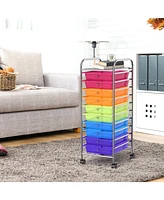 Costway 10 Drawer Rolling Storage Cart Scrapbook Paper Office School Organizer