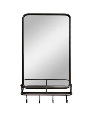 Costway Wall Bathroom Mirror w/ Shelf Hooks Sturdy Metal Frame for Bedroom Living Room
