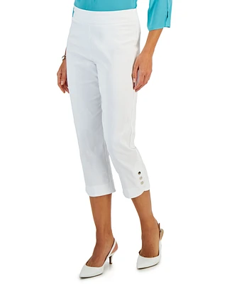 Jm Collection Women's Snap-Hem Pull-On Capri Pants, Created for Macy's