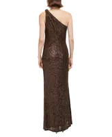 Eliza J Women's Sequined One-Shoulder Side-Twist Gown