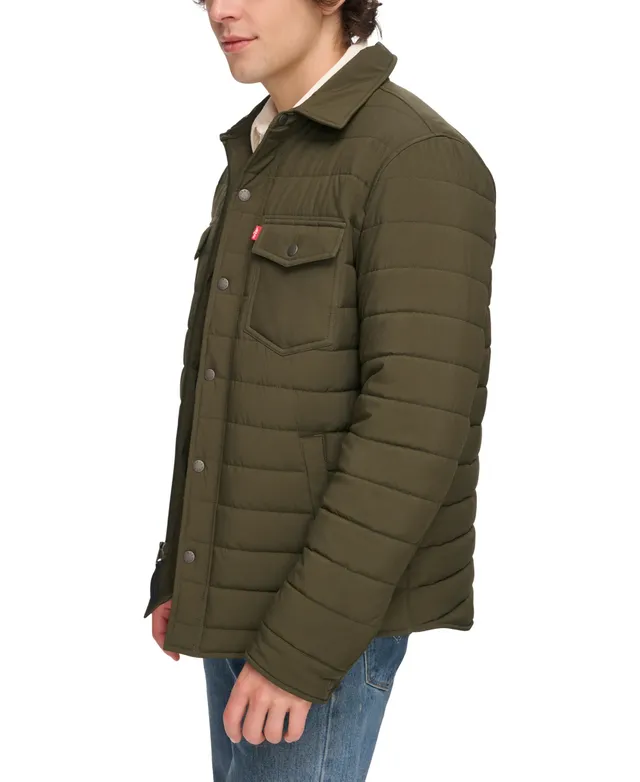 levi's men's cotton diamond quilted shirt jacket