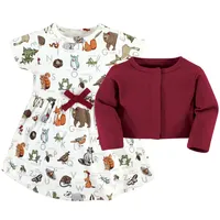 Touched by Nature Toddler Girls Organic Cotton Dress and Cardigan