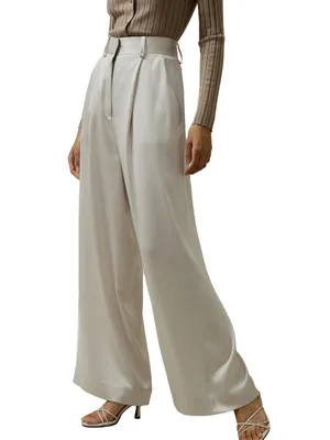 Lilysilk Women's High-Waisted Wide Leg Dense Silk Pants