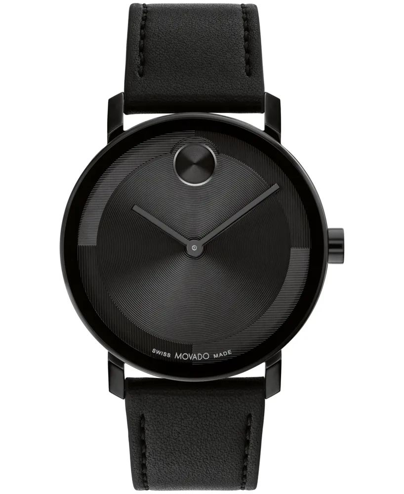 Movado Men's Bold Evolution 2.0 Swiss Quartz Black Leather Watch 40mm