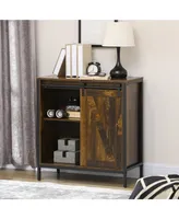 Homcom Buffet Cabinet Farmhouse Sideboard w/ Adjustable Shelf Rustic Brown