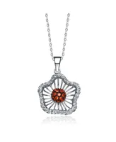 Genevive Sterling Silver White Gold Plated Cubic Zirconia Heart of Fire Pendant