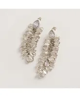 Silver Crystal Long Drops Earrings