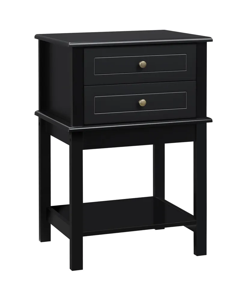 Homcom Side Table with 2 Storage Drawers, Modern End Table with Bottom Shelf for Living Room, Home Office