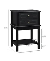 Homcom Side Table with 2 Storage Drawers, Modern End Table with Bottom Shelf for Living Room, Home Office