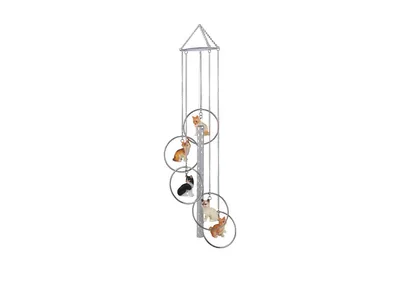 Fc Design 24" Long 5-Ring Polyresin Cat Wind Chime Home Decor Perfect Gift for House Warming, Holidays and Birthdays