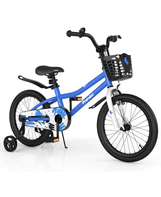 Costway 18'' Kid's Bike with Removable Training Wheels & Basket for 4-8 Years Old