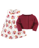 Hudson Baby Toddler Girls Cotton Dress and Cardigan 2pc Set