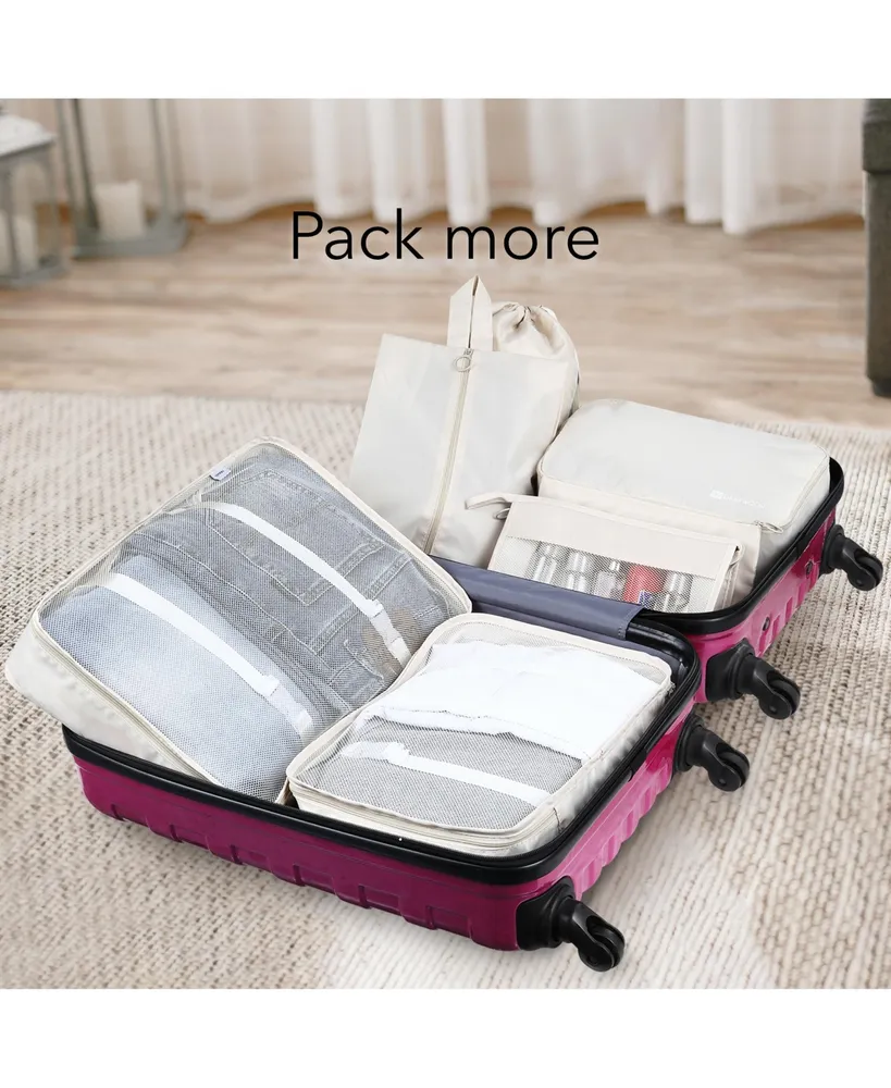 Dartwood Compression Packing Cubes - Suitcase Organizer Bags Set for Travelling - 1 Set/9 pieces (Beige)