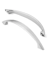 Cauldham 10 Pack Solid Kitchen Cabinet Arch Pulls Handles (5" Hole Centers) - Curved Drawer/Door Hardware - Style M243 - Satin Nickel
