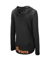 Women's Colosseum Black Oklahoma State Cowboys My Lover Lightweight Hooded Long Sleeve T-shirt