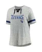 Women's Heather Gray Tennessee Titans Plus Lace-Up V-Neck T-shirt
