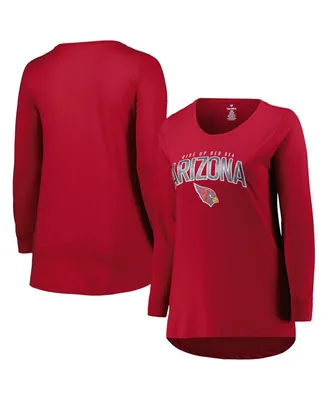 Women's Fanatics Cardinal Arizona Cardinals Plus Measure Distance Scoop Neck Long Sleeve T-shirt